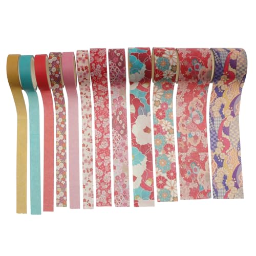 HOMSFOU 12 Rollen Washi Tape mit Blumenmuster Dekoratives Klebeband für Scrapbooking DIY Sticker für Fotoalben Tagebuch und Bastelpapier Japanischer Stil Vielseitig Zuschneidbar von HOMSFOU