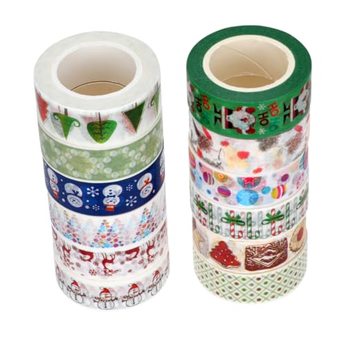 HOMSFOU 12 Rollen Weihnachtsmuster Washi Tape mit Geschenkverpackungs Klebeband Vielseitige Scrapbooking Deko Langlebige und Tragbare Sticker für DIY Basteln und Weihnachtsgeschenke HOMSFOU 12 Rollen Weihnachtsmuster Washi Tape mit Geschenkverpackungs Klebeband Vielseitige Scrapbooking Deko Langlebige und Tragbare Sticker für DIY Basteln und Weihnachtsgeschenke von HOMSFOU