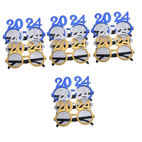 HOMSFOU 12 Stk 2024 Brille Brillen Für Das Neue Jahr 2024 Performance-requisiten 2024 Silvester Brille Cosplay-brille Für Das Neue Jahr Kostüm Brillen Plastik Papiergläser Lustig Fräulein von HOMSFOU