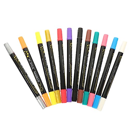 HOMSFOU 12 Stück Acrylfarbenstift malen Stifte Scrapbooking -Marker Stoff Dual Markierungen für Pinsel Stifte Markierungen für Keramikbecher Farbstifte aus Keramik Plastik von HOMSFOU