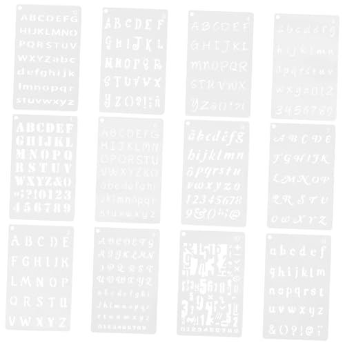 HOMSFOU 12 Stück Alphanumerische Vorlage wiederverwendbare Buchstabenschablonen Wandschablonen zum Bemalen Schablonen zum Malen an Wänden Urlaubsschablonen bürotür das Haustier Weiß von HOMSFOU
