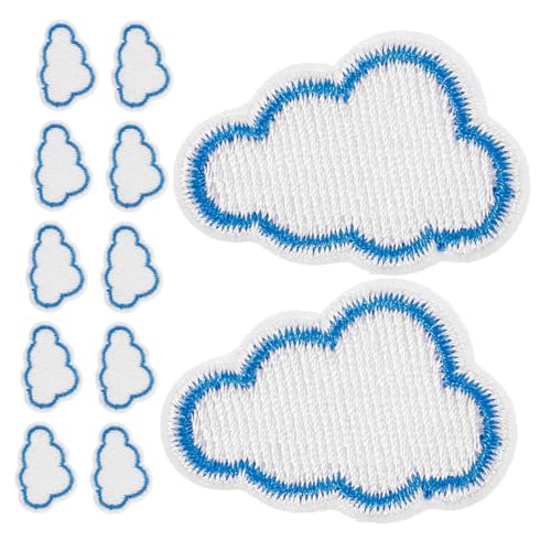 HOMSFOU 12 Stück Bestickter Aufnäher Wolken Stoffflicken DIY Aufbügler Applikationen Verzierungen Wolken Denim Flicken Wolkenförmige Dekorationen Wolken Patch Für Jeans Stickgarn von HOMSFOU