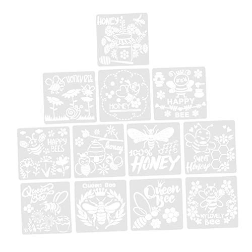 HOMSFOU 12 Stück Bienen Themen Schablonen Wiederverwendbare Kunststoff Malvorlagen für Diy Projekte Stoffmalerei und Wanddekoration von HOMSFOU