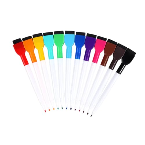 HOMSFOU 12 Stück Farbiger Whiteboard-stift Stifte Trockener Löschstift Handschriftlich Regenbogen Whiteboard-marker Studenten Malen Abwaschbare Marker Farbe Markierungen Bunt Filzbürste von HOMSFOU