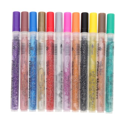 HOMSFOU 12 Stück Glitzer Marker Set Set Diy Marker für Schüler Bunte Stifte für Scrapbooking Fotoalben und Karten Glitzernde Effektstifte für Kreative Bastelprojekte von HOMSFOU
