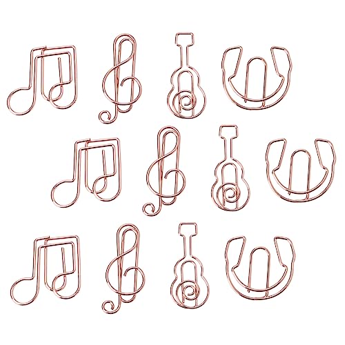 HOMSFOU 12 Stück Instrumenten-lesezeichen Lesezeichen Büroklammer Lesezeichen-clips Musical Clips Briefpapier Farbig Geformt Lesezeichen in Papierform Bunt Kreativ Hochzeit Metall Golden von HOMSFOU