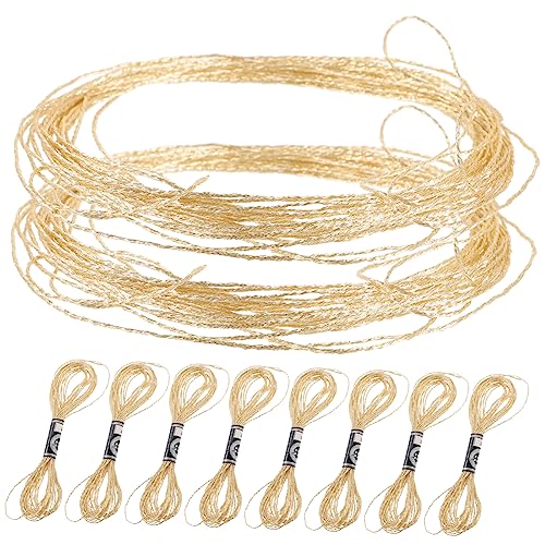 HOMSFOU 12 Stück Metallic Stickgarn für Diy Handarbeiten Hochwertiger Nähfaden Glanzgold für Maschinen und Handstickerei Strängige Ausführung von HOMSFOU