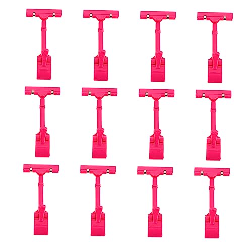 HOMSFOU 12 Stück Preisschildhalter Tag-Klemme Waren -Tags Doppelkopf-Display-Clip Warenanhängerhalter Einzelhändler Doppelkopf-Tag-Display-Clips Schilderhalter aus Kunststoff Plastik Rosig von HOMSFOU