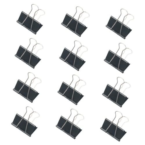 HOMSFOU 12 Stück Skizzenblockhalter Clips Tafel-Memo-Clip mittlere Heftklammern sortiert Metallklammer zum Lackieren Dokument Fotoklemme Aktenordner Papierclip Rahmenclip Schwarz von HOMSFOU