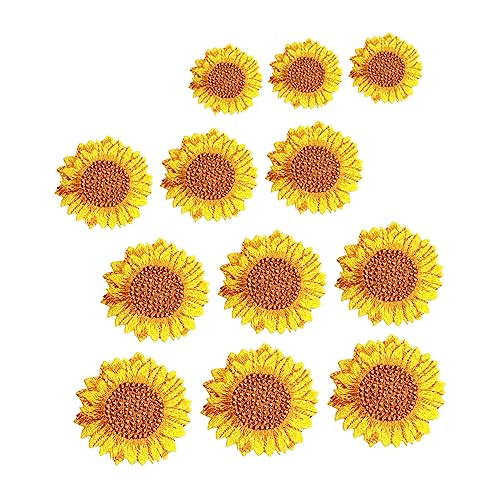 HOMSFOU 12 Stück Sonnenblumen Stickerei Patches Teiliges Aufbügeln Aufnähen für Kleidung Taschen Hüte Dekorative und Reparative Applikationen für Diy Projekte von HOMSFOU