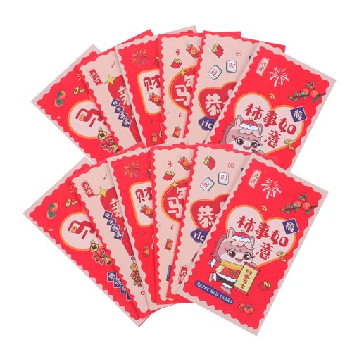 HOMSFOU 12 Stück Teiliges Chinesische Neujahrs-glücksgeldumschläge Jahr Des Pferdes mit Bunten Frühlingsfest-motiven Stabile Rote Umschläge für Geldgeschenke Traditionelle und Moderne von HOMSFOU