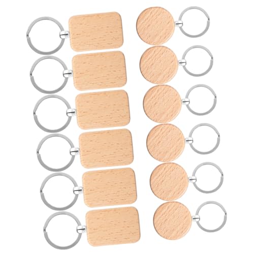 HOMSFOU 12 Stück Teiliges DIY Schlüsselanhänger aus Holz Gravierbare Blanko Holzanhänger in Rund und Rechteckig Personalisierbare Holz Schlüsselringe für Kreative Gestaltung und HOMSFOU 12 Stück Teiliges DIY Schlüsselanhänger aus Holz Gravierbare Blanko Holzanhänger in Rund und Rechteckig Personalisierbare Holz Schlüsselringe für Kreative Gestaltung und von HOMSFOU