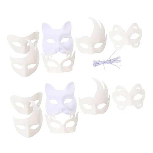 HOMSFOU 12 Stück Teiliges DIY Weißes Papiermasken Blanko Masquerade Face Masks zum Bemalen Vielseitig für Halloween Kostüm und Party Dekoration Geeignet für Erwachsene von HOMSFOU