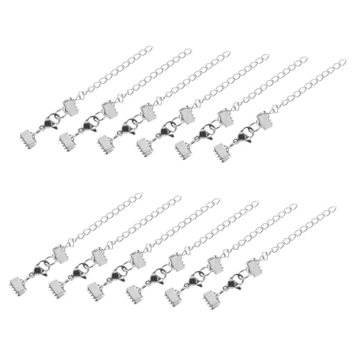 HOMSFOU 12 Stück Teiliges Edelstahl Bandendklemmen für DIY Schmuckherstellung Verstellbare Kettenverschlüsse mit Robusten Quetschperlen für Armbänder Halsketten und Lesezeichen von HOMSFOU