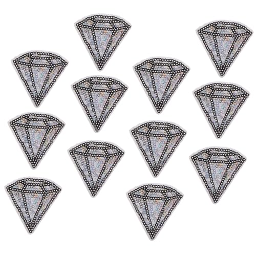 HOMSFOU 12 Stück Teiliges Glänzende Pailletten Stoffaufnäher mit Diamantmuster Selbstklebend zum Aufbügeln für Kleidung Taschen Schuhe DIY Bastelprojekte Dekorative Textilapplikationen von HOMSFOU
