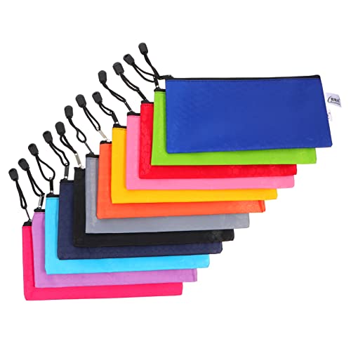 HOMSFOU 12 Stück Teiliges Reißverschluss Ordner Bunte Oxford Stofftaschen für Dokumente Schreibtischorganisation und Reisen Wiederverwendbare Aufbewahrungslösungen von HOMSFOU