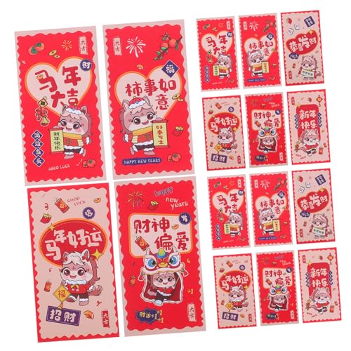 HOMSFOU 12 Stück Teiliges Rote Chinesische Umschläge Jahr Des Pferdes Stabile Geldumschläge mit Traditionellen Hongbao-designs für Frühlingsfest Geburtstag Hochzeit und von HOMSFOU