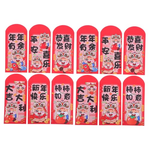 HOMSFOU 12 Stück Teiliges Rote Umschläge Jahr Des Pferdes Dickes Papier Traditionelles Design Chinesische Neujahrsumschläge für Frühjahrsfest Familienfeiern und Geschäftliche Anlässe von HOMSFOU