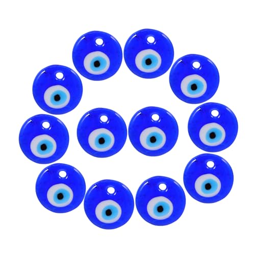 HOMSFOU 12 Stück Teiliges Türkische Blaue Glasperlen mit Evil Eye Muster Dekorative Schmuckanhänger Robuste Diy Perlen für Handgefertigte Armbänder und Halsketten von HOMSFOU