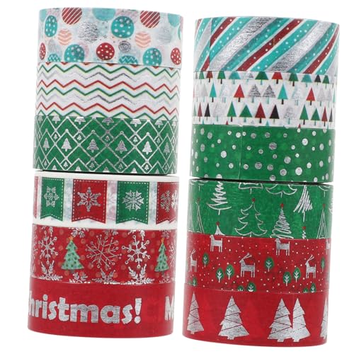 HOMSFOU 12 Stück Teiliges Weihnachtliches Washi Tape Dekoratives Klebeband mit Goldfolie Vielfältige Muster für Scrapbooking Geschenkverpackung und DIY Bastelprojekte Masking Tape für HOMSFOU 12 Stück Teiliges Weihnachtliches Washi Tape Dekoratives Klebeband mit Goldfolie Vielfältige Muster für Scrapbooking Geschenkverpackung und DIY Bastelprojekte Masking Tape für von HOMSFOU