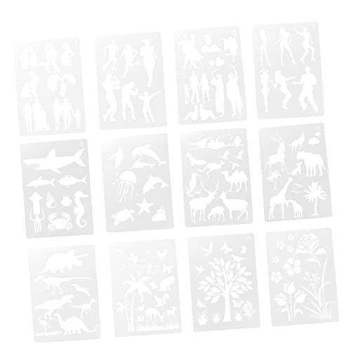HOMSFOU 12 Stück Teiliges Zeichenschablonen für Wiederverwendbare Malschablonen für Tiere Figuren und Pflanzen für DIY Projekte und Kreative Bastelarbeiten von HOMSFOU