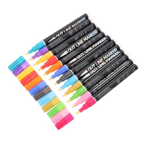 HOMSFOU 12 Stück Textmarker Kunstmarker Abwaschbare Marker Lackmarker Lackstift Farbige Stifte Zum Zeichnen Handlettering Stifte Zeichenmarker Feine Spitze Farbmarker Abs Bunt von HOMSFOU