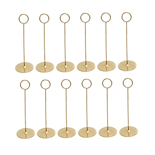 HOMSFOU 12 Stück Tischnummernhalter aus Edelstahl Name Hochzeit Party Restaurant-Tischnummern Bildhalter für Tische Dekoration Memohalter Fotohalter Papierclips Golden Zufällige Farbe von HOMSFOU