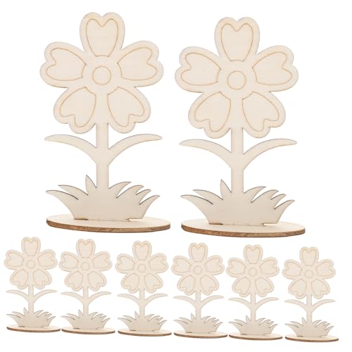 HOMSFOU 12 Stück Unbearbeitete Holzblumen zum Basteln Diy Malset für Frühlingsdekoration Hochzeiten Geburtstage und Kreative Projekte von HOMSFOU