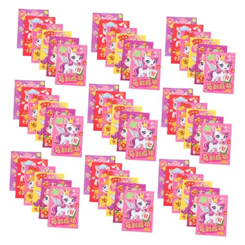 HOMSFOU 120 Stück Jahr Des Pferdes Rote Umschläge aus Papier Pferde Cartoonmotiv Chinesische Neujahrsumschläge Lunar Year Lucky Money Cash Envelopes für Frühlingsfest Geburtstag Hochzeit von HOMSFOU