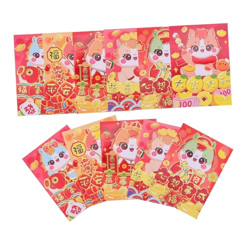 HOMSFOU 120 Stück Rote Umschläge Pferdejahr Cartoon Design Lunar Year Geldumschläge Frühlingsfest Glücksumschläge für Geburtstag Hochzeitsfeier von HOMSFOU