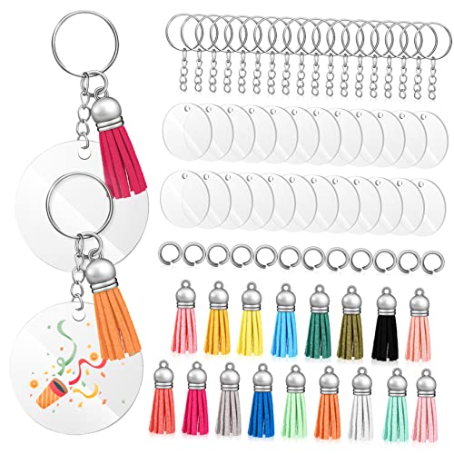 HOMSFOU 120 Stück Schlüsselanhänger Rohlinge Set mit Quasten Transparente Acrylplatten für Diy Projekte Biegeringe und Anhänger für Kreative Bastelarbeiten Zufällige Farbe HOMSFOU 120 Stück Schlüsselanhänger Rohlinge Set mit Quasten Transparente Acrylplatten für Diy Projekte Biegeringe und Anhänger für Kreative Bastelarbeiten Zufällige Farbe von HOMSFOU