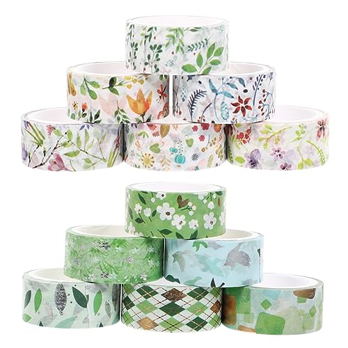 HOMSFOU 12Rollen DIY Washi Tape Ästhetisches Klebeband mit Blumenmotiven für Scrapbooking Tagebuch und Dekorationen Rückstandsfrei von HOMSFOU