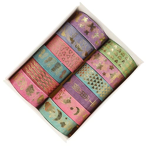 HOMSFOU 12Stücke Exquisites Washi Tape Süßigkeitenfarben Dekoratives Klebeband für Scrapbooking DIY Kunsthandwerk Geschenkverpackung und Journaling von HOMSFOU