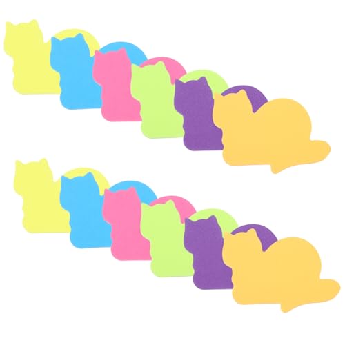 HOMSFOU 12Stücke Niedliche Katzen Haftnotizen Farbige Cartoon Memo Pads für Büro und Schule Erinnern an Termine und Veranstaltungen Tragbar und Praktisch von HOMSFOU