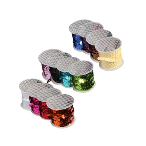 HOMSFOU 12Stücke Pailletten String Farben Elastisches Paillettenband für DIY Kleidung Hochzeitsdekoration und Bastelprojekte Vielseitig Einsetzbar für Hüte und Textile von HOMSFOU