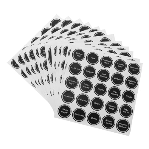HOMSFOU 13 Blätter Teiliges Set Runde Schwarze Etiketten aus Waschbarem PVC Wiederbeschreibbare Küchenaufkleber für Vorratsgläser und Gewürzbehälter Dekorative Tafellabels für Ordnung im von HOMSFOU