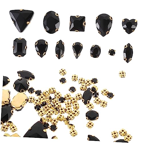 HOMSFOU 130 Stück Strasssteine ​​aufnähen Reize Edelsteine ​​zum Basteln Strassverzierungen Strasssteine ​​nähen Dekorationen Strassdekore Große Strasssteine Strasshandwerk Glas Black von HOMSFOU