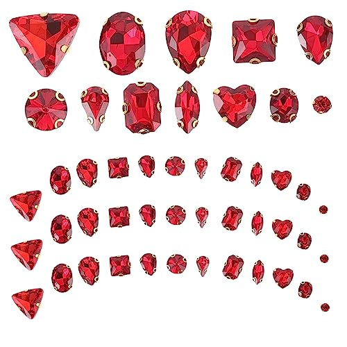 HOMSFOU 130 Stück dekorative kleidung strass multi Edelsteine ​​für Kleidung Klaue bunt hochzeitsdeko hochzeitsdeco Kleidungszubehör selber machen exquisite kleine Strasssteine Glas rot von HOMSFOU
