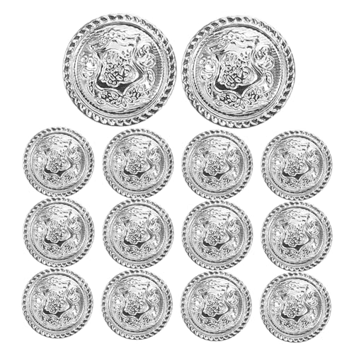 HOMSFOU 14 Stück Teiliges Vintage Metallknopf Runde Flache Britische Blazerknöpfe aus Robustem Metall Einfach zu Nähen Leicht und Dekorativ für Mäntel Anzüge Strickwaren von HOMSFOU
