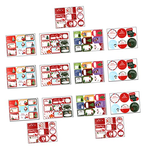 HOMSFOU 15 Stück Teiliges Weihnachtsaufkleber Selbstklebend Beschriftbare Geschenketiketten mit Cartoon Motiven Papiermaterial Vielseitig für Partys und Bastelarbeiten Einfach Abziehbar von HOMSFOU