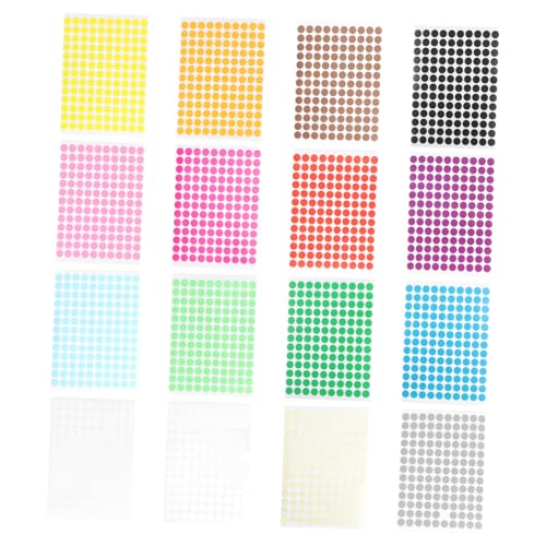 HOMSFOU 16 Blatt Bunte Runde Klebepunkte Aufkleber Selbstklebend Farben Je Farbige Etiketten für Geschenke Basteln Kalender Schule Leicht Ablösbar Vielseitig Verwendbar von HOMSFOU
