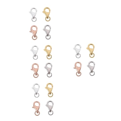 HOMSFOU 16 Sätze Lobster Clasps für Diy Schmuck Handgemachte Schlüsselanhänger Silber Roségold Gold Ringe Bastelzubehör für Armbänder und von HOMSFOU