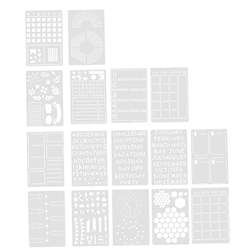 HOMSFOU 16 Stück Teiliges Diy Planner Schablonen Kunststoff Wiederverwendbare Malvorlagen für Tagebuch Scrapbooking Kreative Projekte und Planungen von HOMSFOU