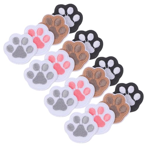 HOMSFOU 16 Stück Teiliges Selbstklebende Stoffaufnäher mit Hundepfoten-motiv Bestickte Tierpfoten-patches zum Aufbügeln und Aufkleben DIY Applikationen für Kleidung Taschen Hüte und von HOMSFOU