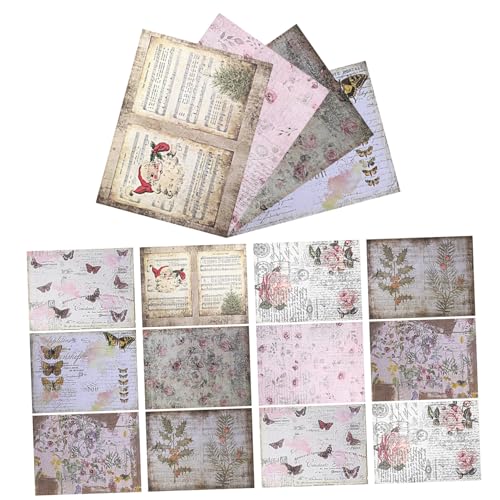 HOMSFOU 16Stücke Teiliges Retro Scrapbook für DIY Tagebuch und Bastelprojekte Vintage Dekopapier Verschiedenen Designs für Kreative Karten und Origami von HOMSFOU