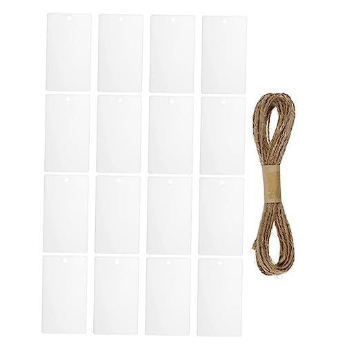 HOMSFOU 16Stücke Teiliges Weißer Acrylkorb Tags für Speicherbehälter mit Schnur Hängende Beschriftungen für DIY Küchen und Lebensmittelregale Praktische Aufbewahrungslösungen von HOMSFOU