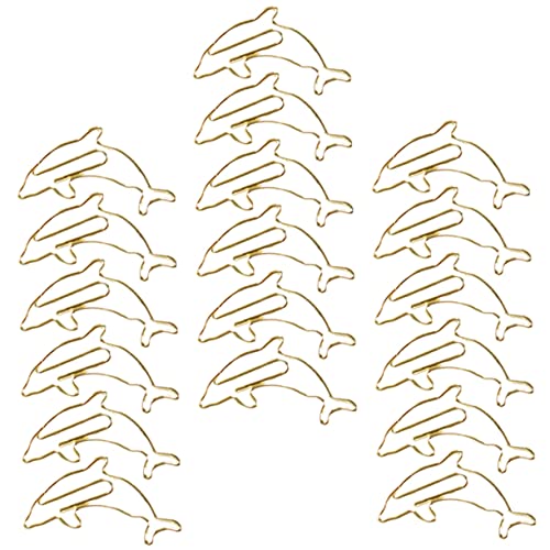 HOMSFOU 18 Stück Kreative Metallpapierklammern Goldene Delfin Designs Dekorative Büroklammern für Dokumente Praktische und Zuverlässige Bürobedarf für Schule und Alltag von HOMSFOU