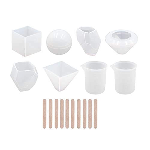 HOMSFOU 18 Stück Teiliges Silikonformen für Diy Schmuckherstellung Epoxidharz Gießmuster Verschiedenen Formen Kugel Diamant Pyramide mit Messbecher und Holzstäbchen HOMSFOU 18 Stück Teiliges Silikonformen für Diy Schmuckherstellung Epoxidharz Gießmuster Verschiedenen Formen Kugel Diamant Pyramide mit Messbecher und Holzstäbchen von HOMSFOU