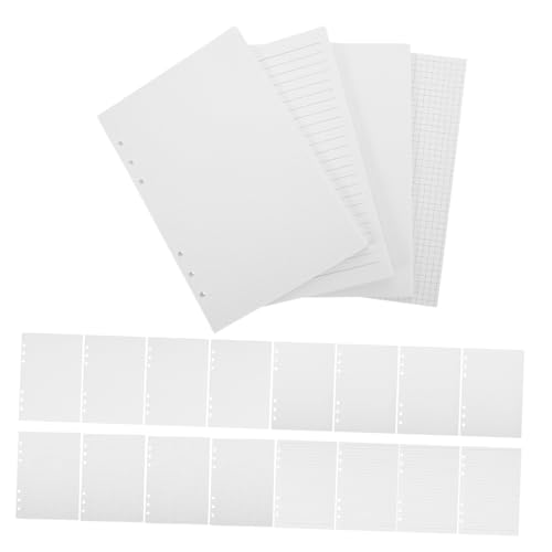 HOMSFOU 180 Stück Nachfüllbares Notizbuch Loose Leaf Füllerpapier mit Seitenarten Liniert Blanko Kariert für Ringordner Planer Organizer Handliches Augenschonendes Schreibpapier von HOMSFOU