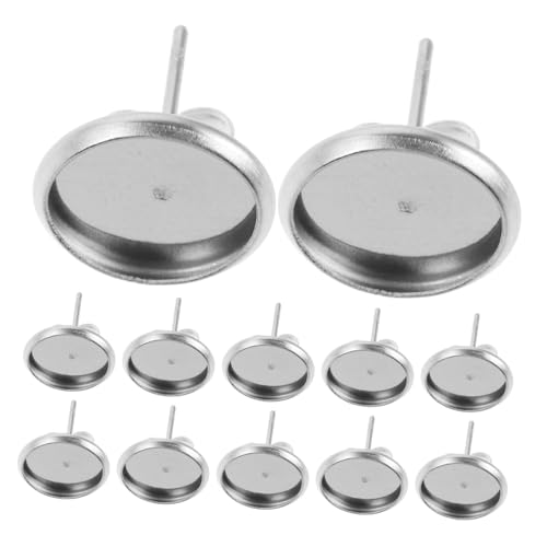 HOMSFOU 180 Stück Teiliges Edelstahl Ohrstecker Flach Cabochon Lünette Fassung Post Cup Basis für DIY Schmuckherstellung Leichte Polierte Ohrringtabletts Komfortabel und Vielseitig für von HOMSFOU